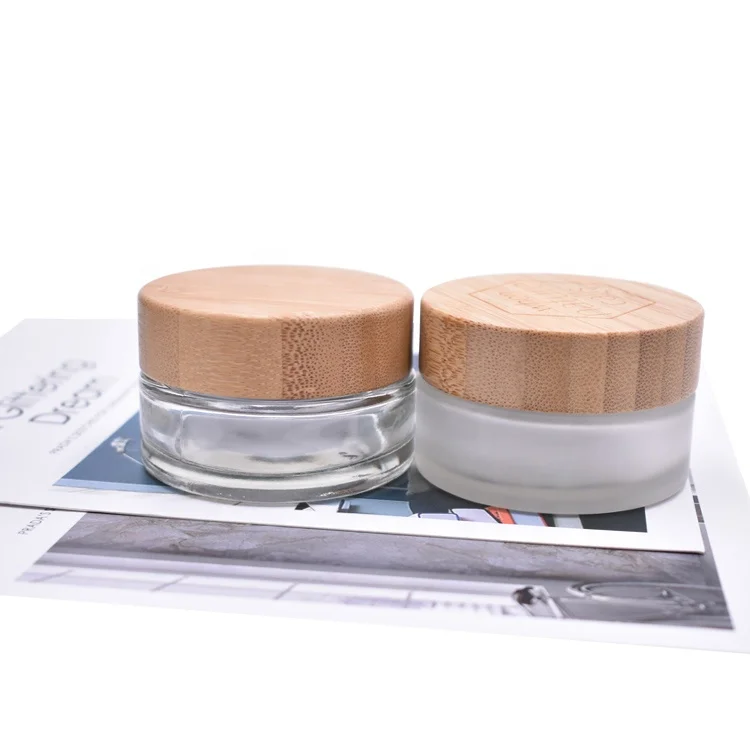 Рекомендуем, баночка для ухода за кожей высокого качества, стеклянная бамбуковая пустая прозрачная баночка 50 г, стеклянная баночка, Бамбуковая крышка