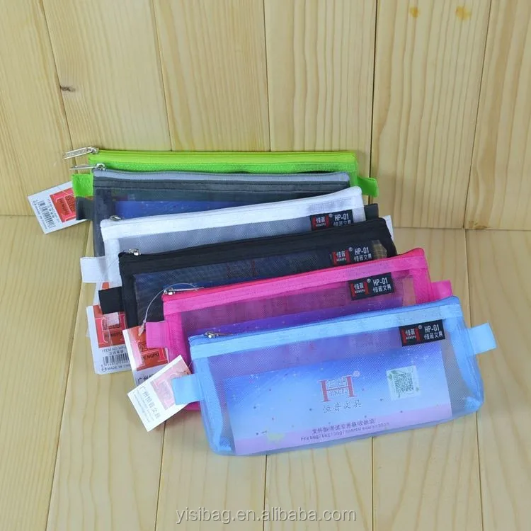 
nylon mesh zippered pencil case 