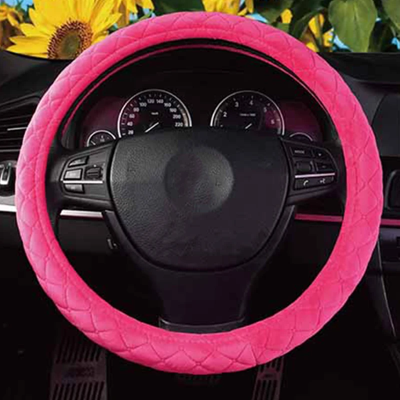 With Stitching Lines Stylish Circular Smooth Steering Wheel Cover Truck