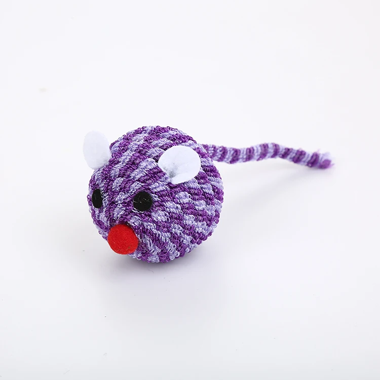 Многоцветная круглая мышь, вязаная игрушка для кошек