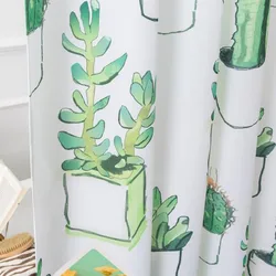 2024 Trending Home Goods Bathroom Bath Product Mouldproof Waterproof 3D Green Cactus Cartoon Design Shower Curtain
