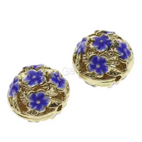  Cloisonne синий и серебро бусины для изготовления ювелирных изделий массивная бусина цветок полые