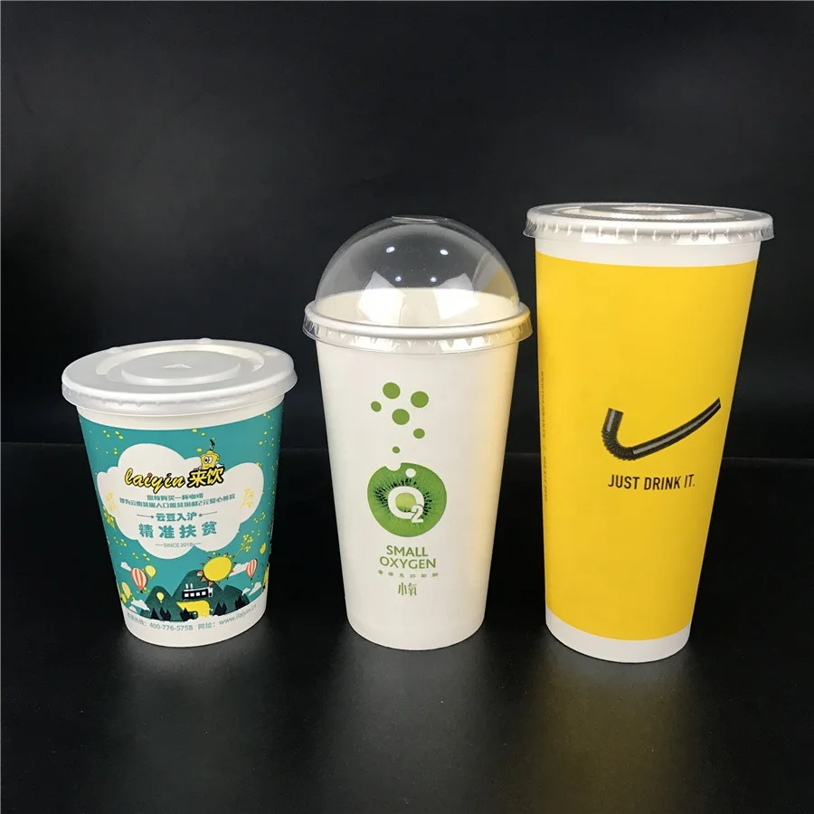 12 16 20 22 32 унции Одноразовый бумажный стаканчик для холодного напитка кофе с крышкой