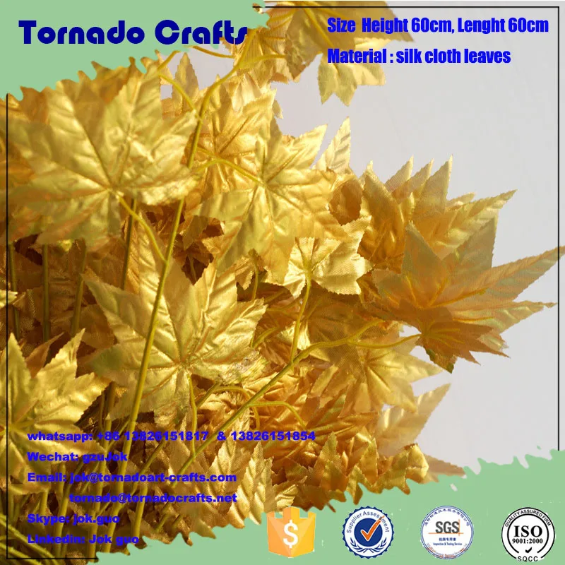 Tornado crafts 12pcs 60cm Length Artificial Silk Branch Gold Maple Tree Leaves For Wedding Party Home