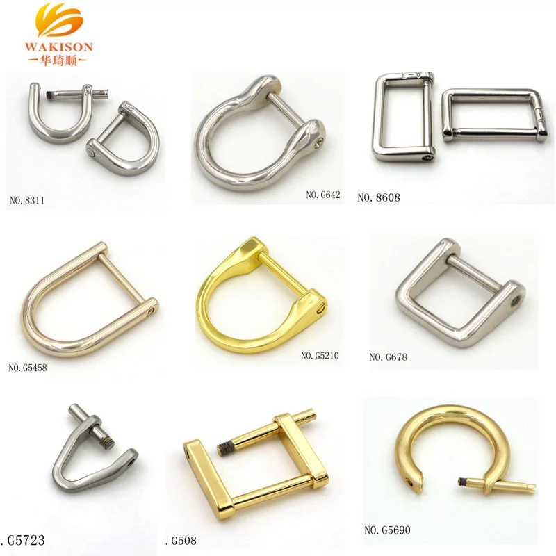 Bag Screw Open D Ring Gold Square Flat Removable Spring d Rings for Handbags