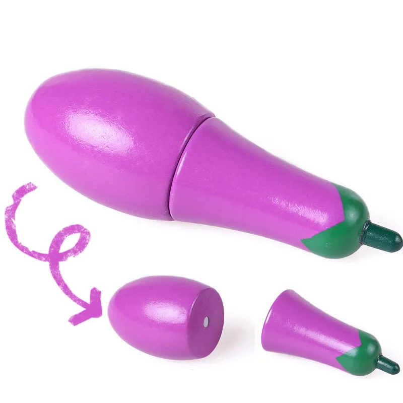 Wooden Cutting Cooking Food Sets Vegetables Kitchen Toys Kids Pretend Playing