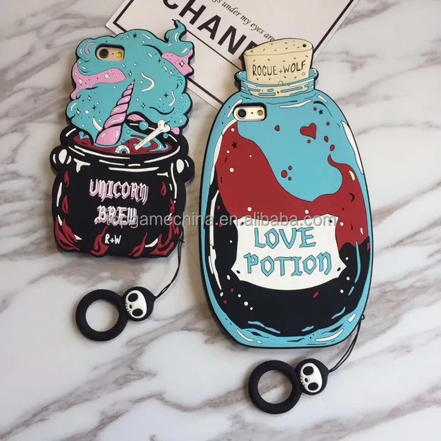 3D Magic Love Potion Unicorn Brew Soft Silicone Case Phone Back Cover For iPhone 6/6s/6 Plus/6s Plus/7/7 Plus/8/8 Plus/X