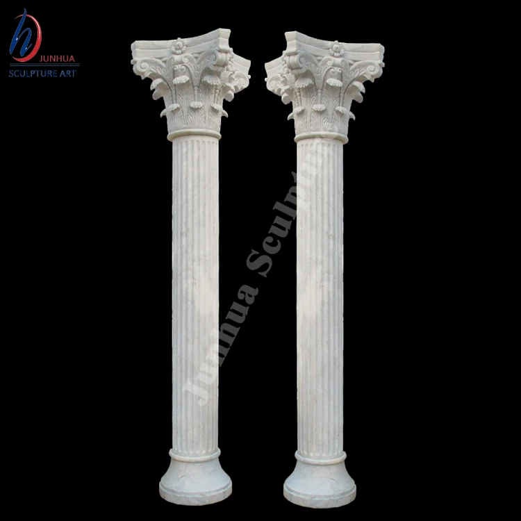 Carved Double Garden Yellow Stone Column Price for Sale