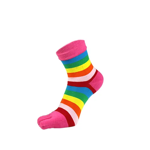 
Factory selling soft colorful rainbow crew socks five toe finger socks women 