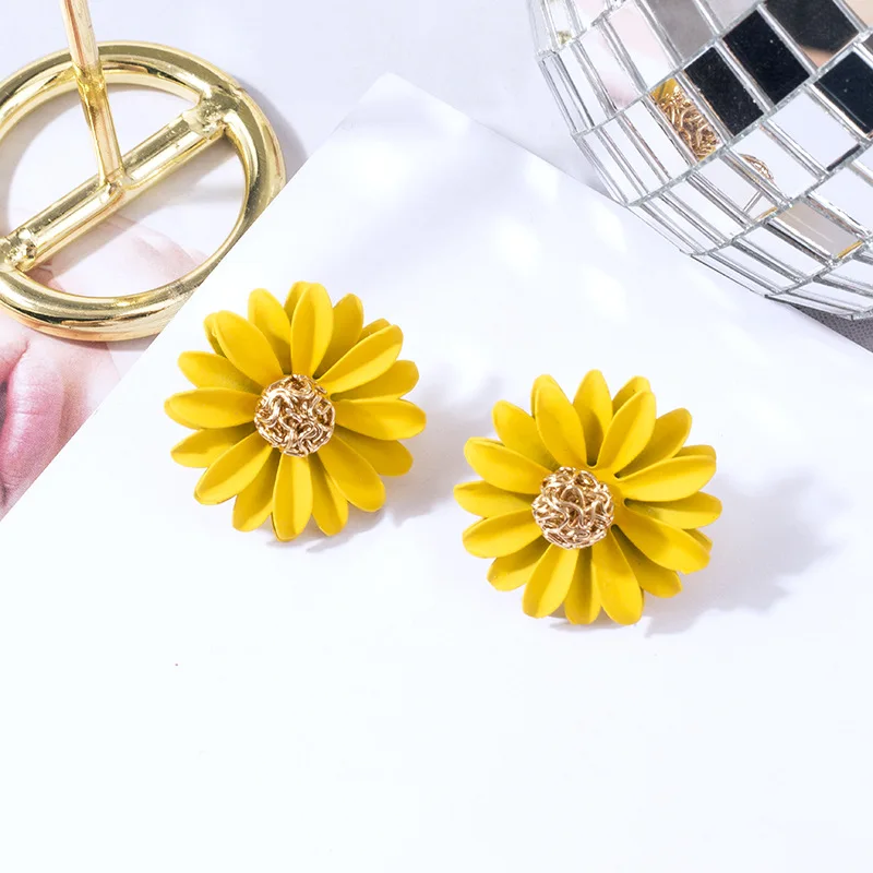 Barlaycs 2021 New Arrival wholesale Fashion Sweet Plastic Flower Stud Earrings for Women Jewelry Wedding Party