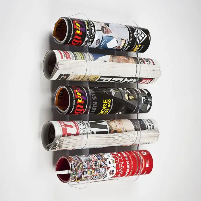 acrylic wall-mounted newspaper racks clear acrylic newspaper wall rack perfect for cafes or waiting areas