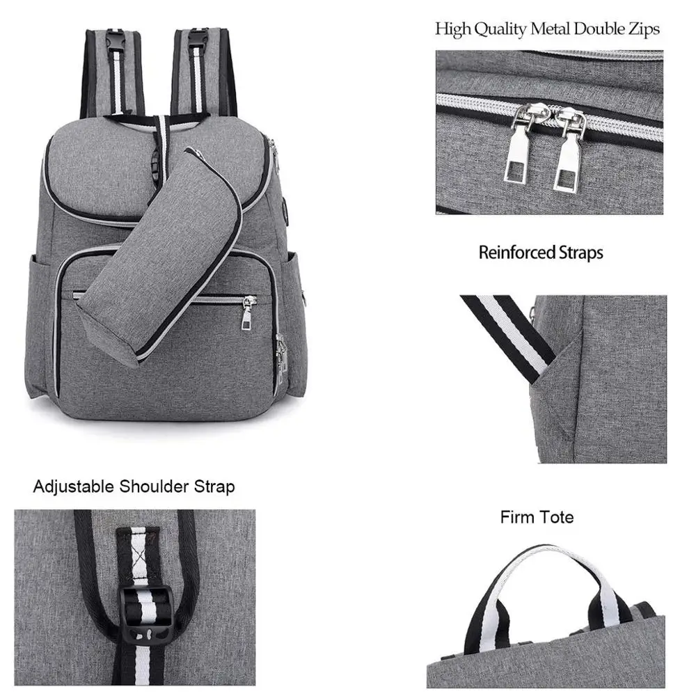 
BSCI Baby Diaper Backpack Bags Multifunction Travel Mommy Diaper Backpack USB Port 