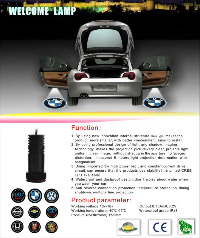 Японский автомобиль логотипов / из светодиодов авто логотипов / авто логотип свет