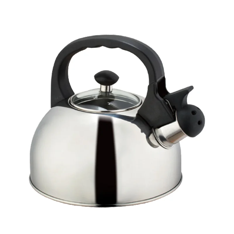 Simple Household Stainless Steel 2.5L Whistling Kettle Silver Tea Maker Pot Hemispherical Design 3L Capacity Kitchen Appliance