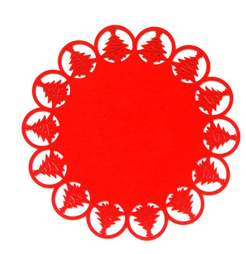 Laser cut round Christmas Table Placemats  dining table mat felt placemats Christmas Decorations for for dining table