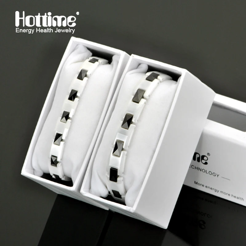 Mens Jewelry Black White Ceramic Health Care Magnetic Bracelet