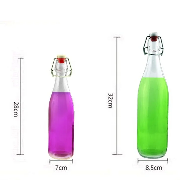 250ml 500ml 750ml 1000ml Beverage Glass Bottle Juice Beverage Packaging Bottle With Stainless Steel Swing Top Cap