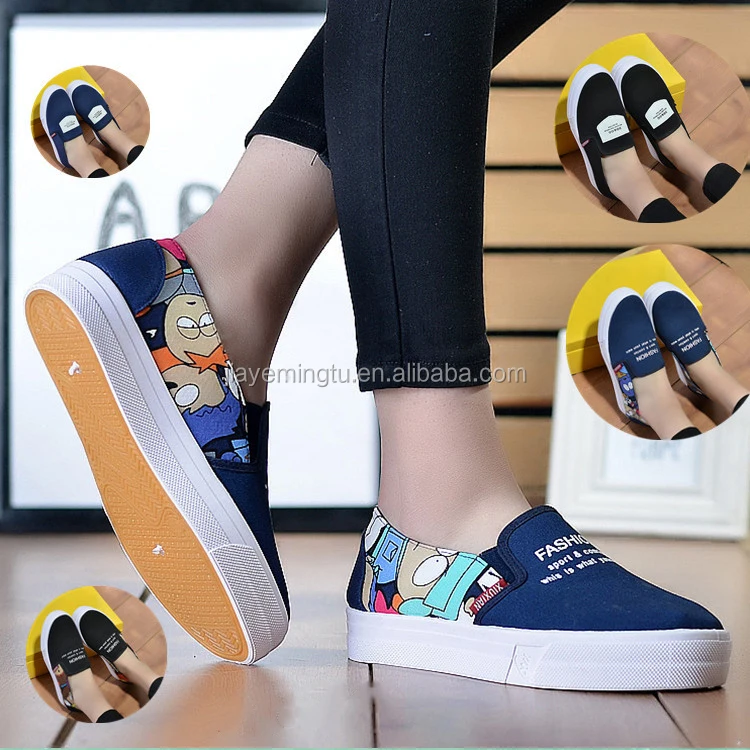 China latest designs name brand cheap ladies canvas shoes in hebei factory