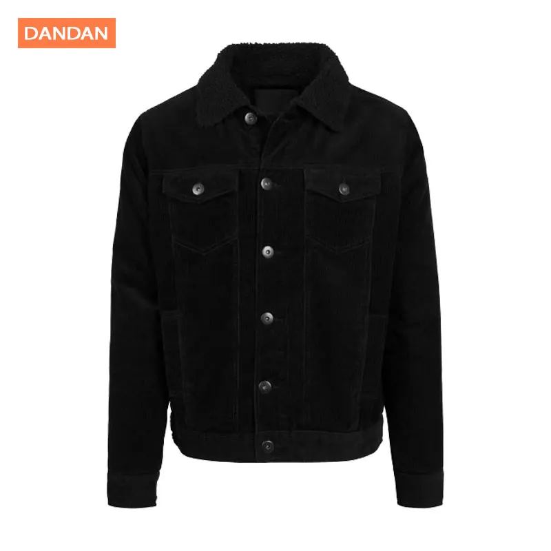 Fancy Hooded Color Black Corduroy Jacket