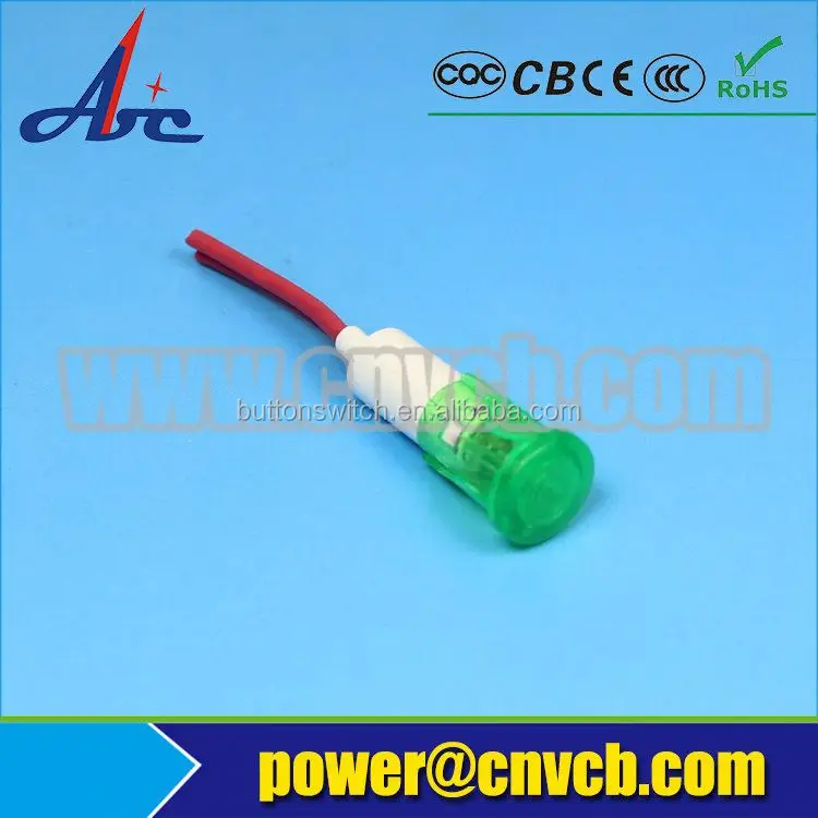 ZS74 10mm machine 110V 120V plastic led docrator signal lamp with 20cm cable signal lamp