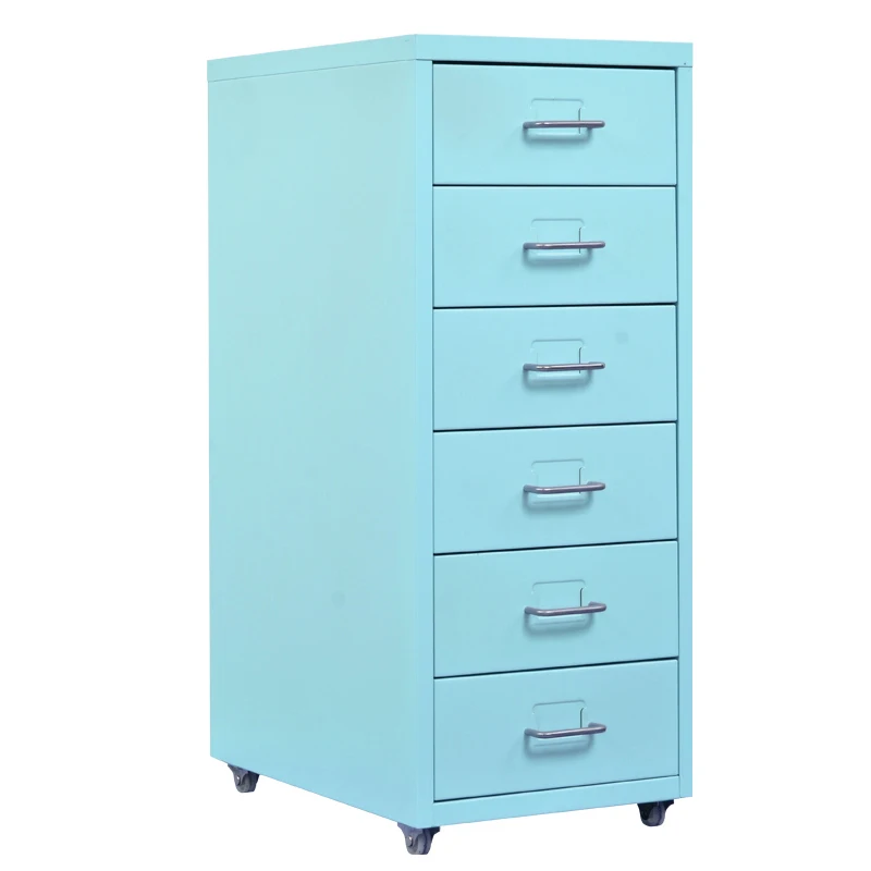 Металлический цветной шкаф для хранения с 6 ящиками, с колесами, стальной мобильный шкаф с выдвижными ящиками