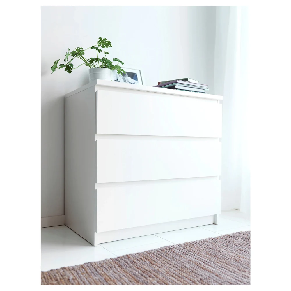 White high gloss modern design high quality 3 layers drawer bedside cabinet