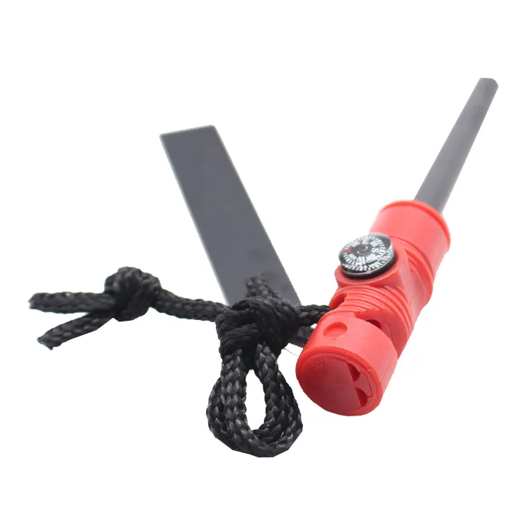 Outdoor camping survival Magnesium Flint Stone Emergency Fire Starter with compass and whistle