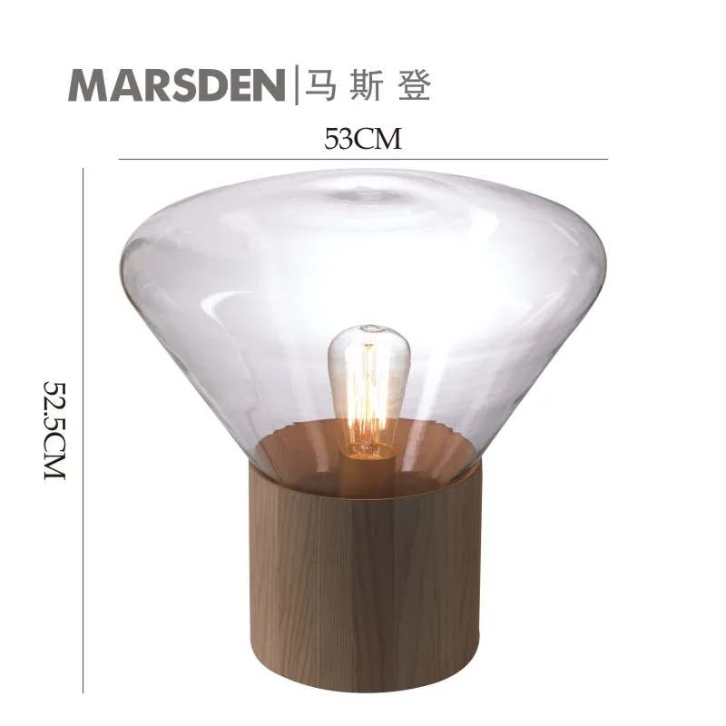 MARSDEN E27 LED Glass Wood Modern Dining for Hotel Restaurant Lamps Table Lamps Transparent China Lighting and Circuitry Design