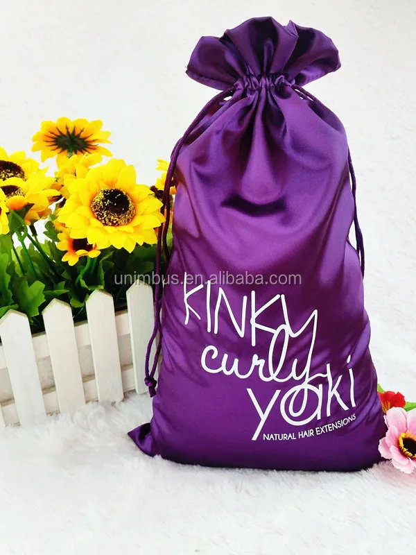 Custom Gift Satin Bags Hair Extension Silk Packaging bags sac en satin Organizer Wholesale with Personalized Logo