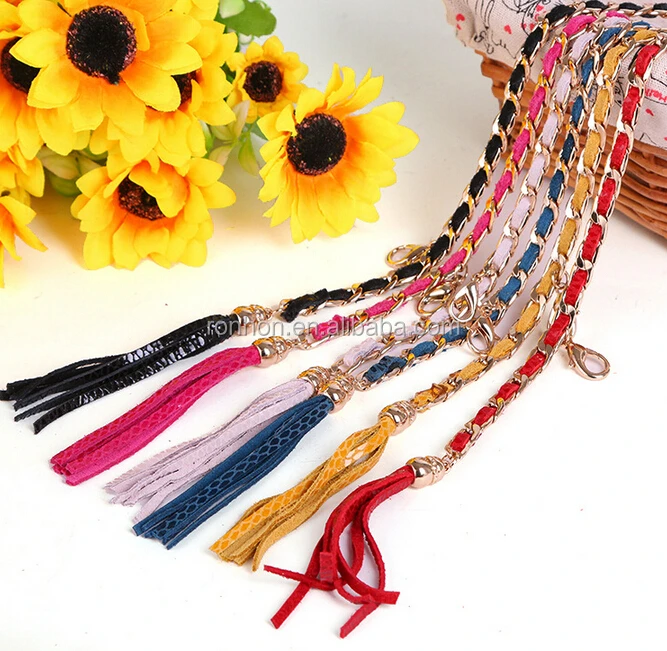 
2017 newest fashion slim ladies PU belt, ladies dressy belt with golden chain 