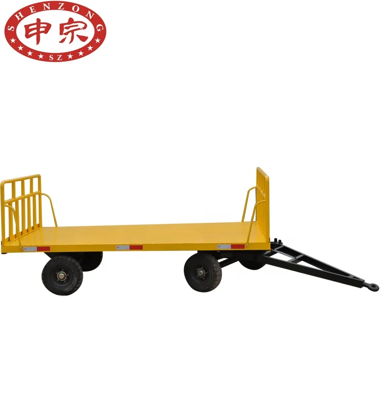 forklift tow airport cargo trailer platform trailer with rail for sale