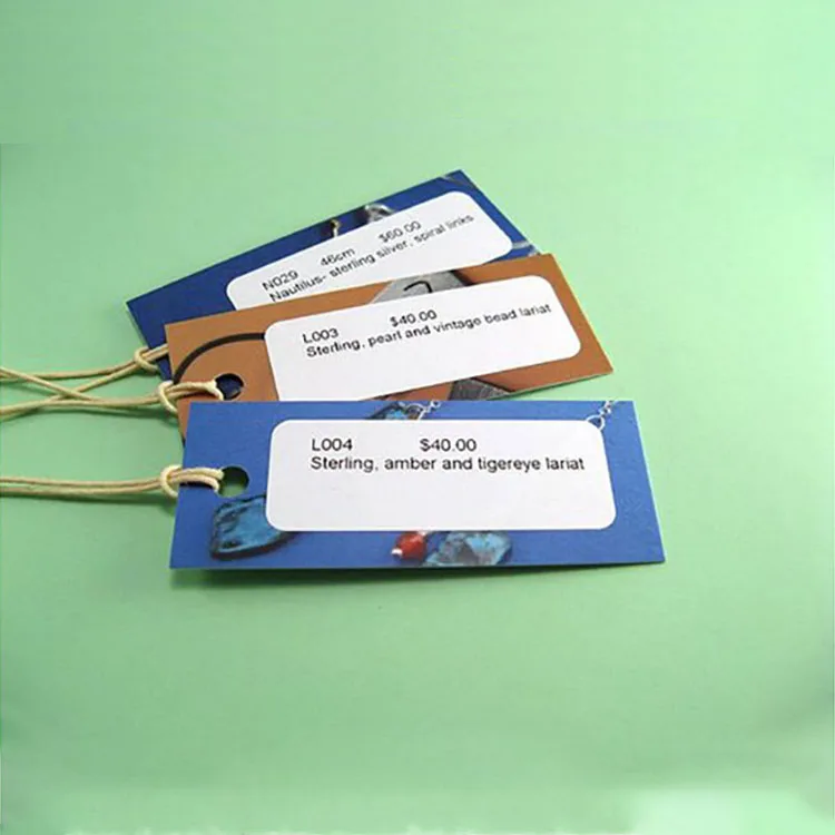 Cheap Custom Design Printing Name Logo Paper Garment Printed Clothing Pant Labels Hang Tags with String
