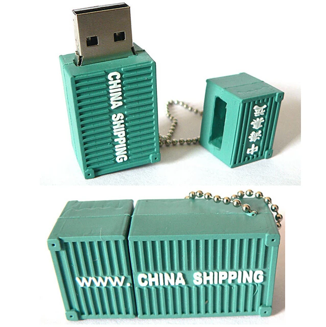 Promotional gift Custom PVC material customized logo 4GB shipping container shape usb flash drive