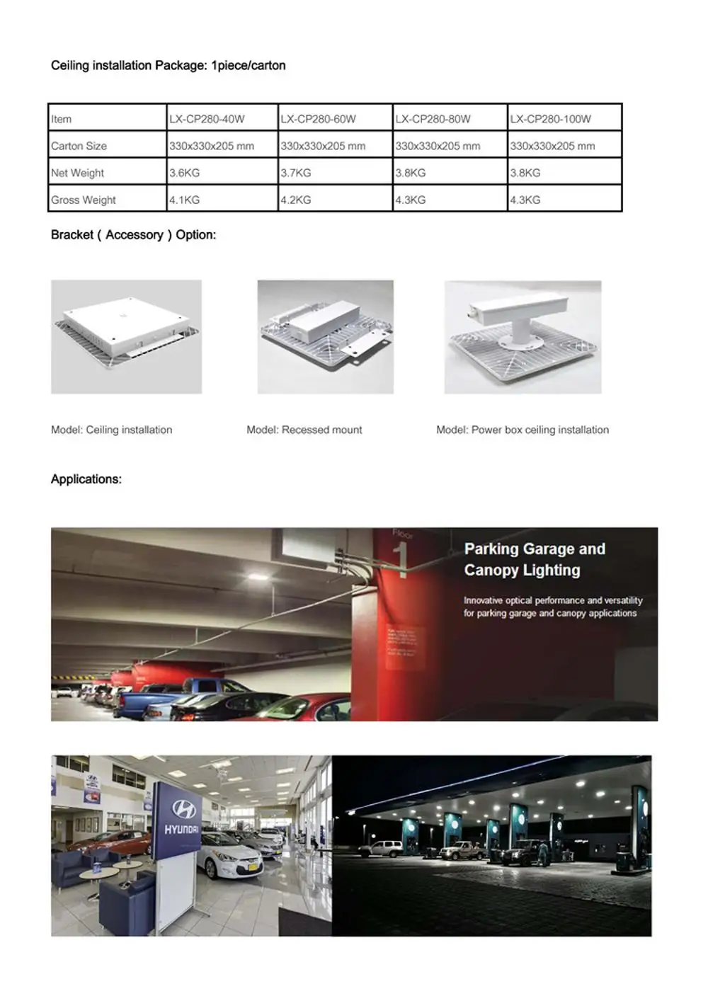 LUXINT Good Price Hot Sales 40W 50W 60W 70W 80W 100W 120W 150W 200W Led Canopy Lights for Ceiling