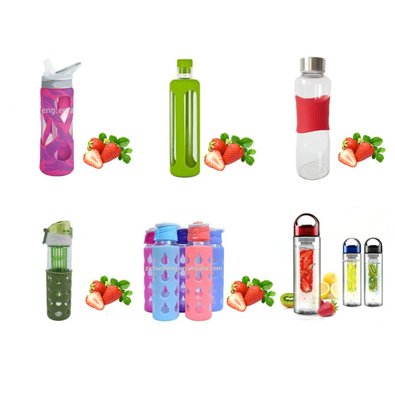 Wholesale Borosilicate Glass Drinking Water Bottle with Straw and Silicone Sleeve