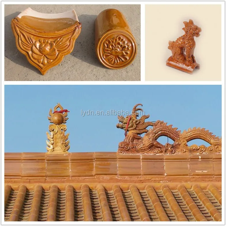 Chinese temple roof finials ceramic dragon roof tile