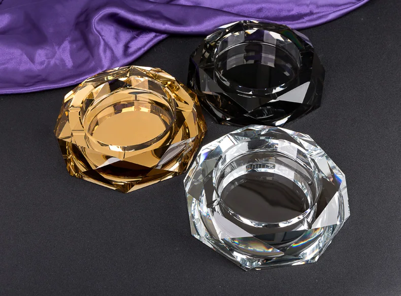 Shining Faceted hand made large crystal ashtray for business gift crystal craft