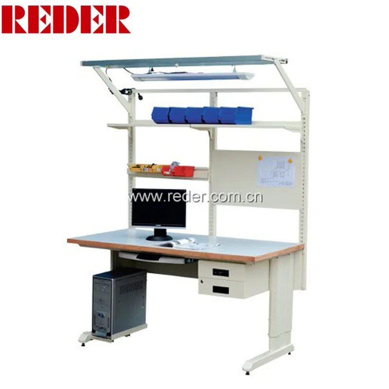Лучшая цена, esd Монтажная линия, рабочий стол, верстак, светодиодное освещение с ящиком, шкаф