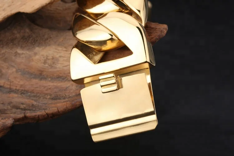 32 мм в стиле «хип-хоп» Большой Коренастый Браслет PVD 18K Позолоченные 316 из нержавеющей стали для мужчин Майами КУБИНСКИЙ звено цепи браслеты ювелирные изделия