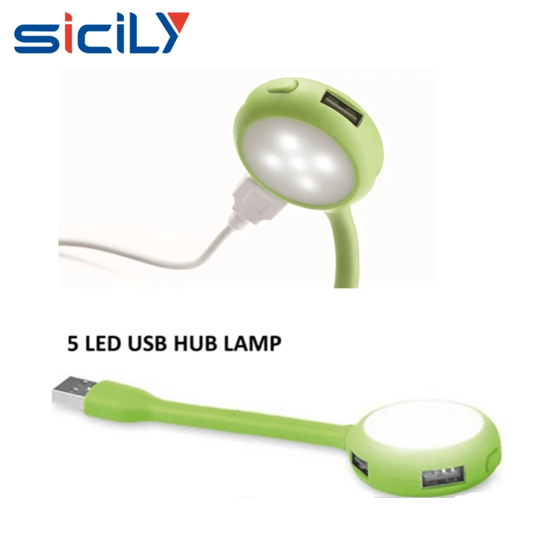 Novelty Promotion Gift USB Hub 4 Port with LED Light, China Factory 5 LED Usb Hub Lamp