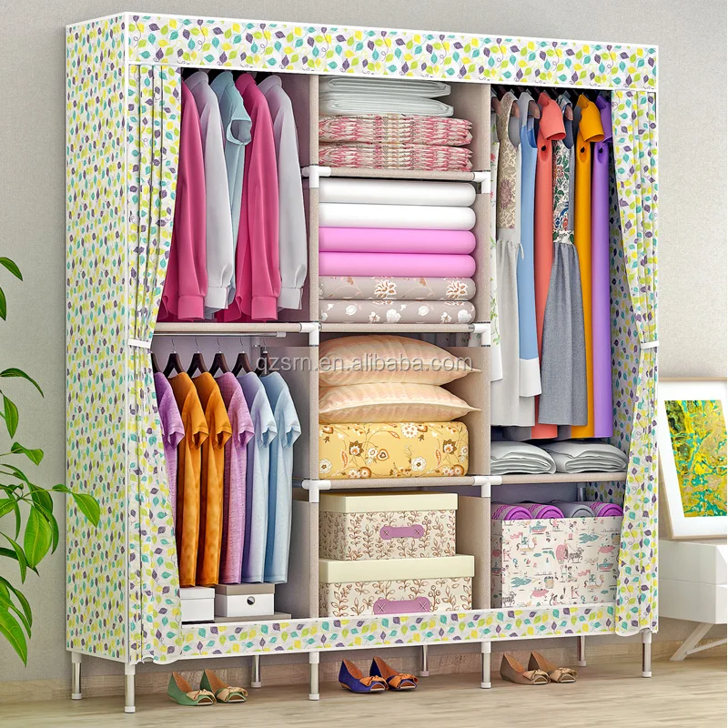 Modern Design Ropero Bedroom Furniture Double Color Wardrobe Design Godrej Steel Almirah Fabric Clothes Wardrobe