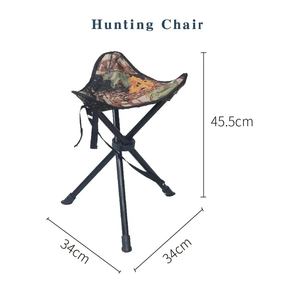 Heavy Duty Foldable Tripod Camping Stool Hunting Triangle Fishing Chair Free Carrying Case