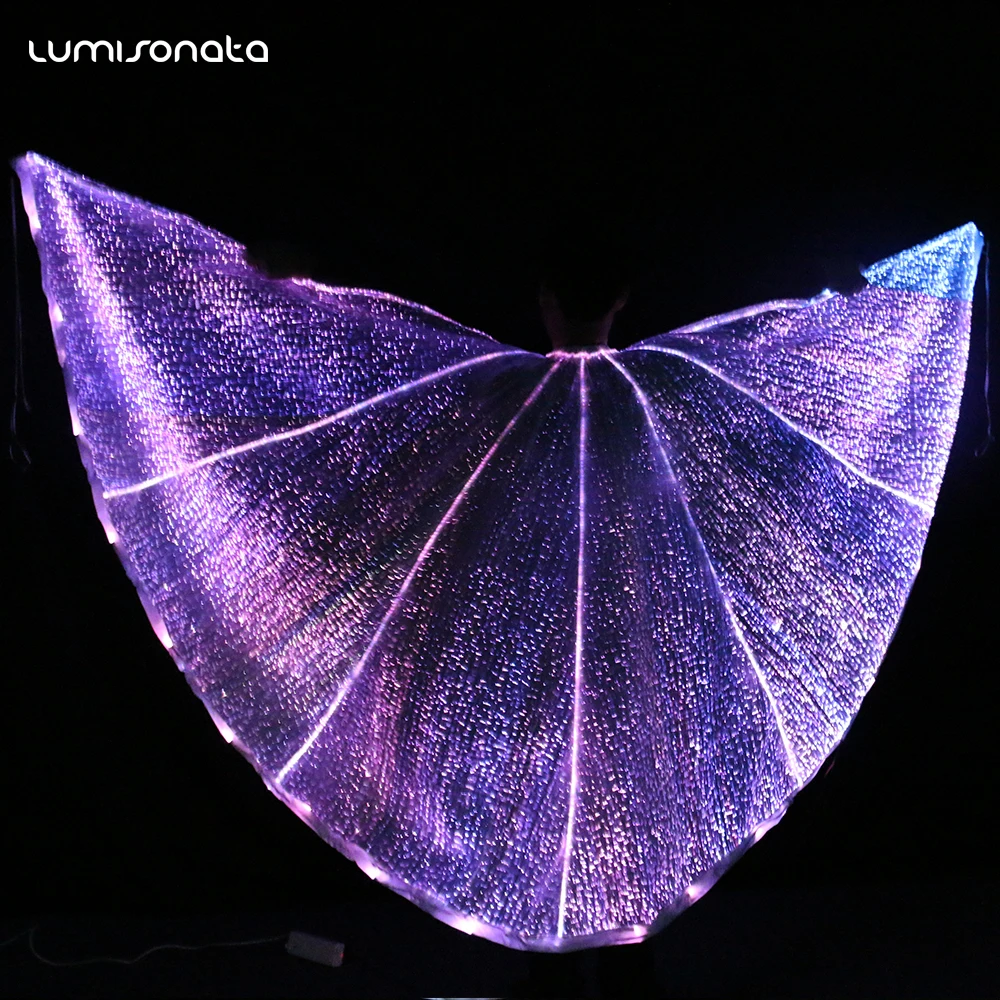 Festival Costume Smart Rainbow Super Party Fiber Optic Fairy Light up Angel Butterfly Isis LED Belly Dance Wings for Dance