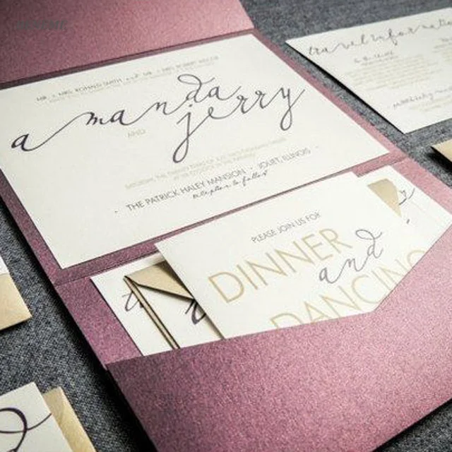 Silver Foil Luxurious Super Art Pearl Paper Royal Wedding Card and Envelopes Design