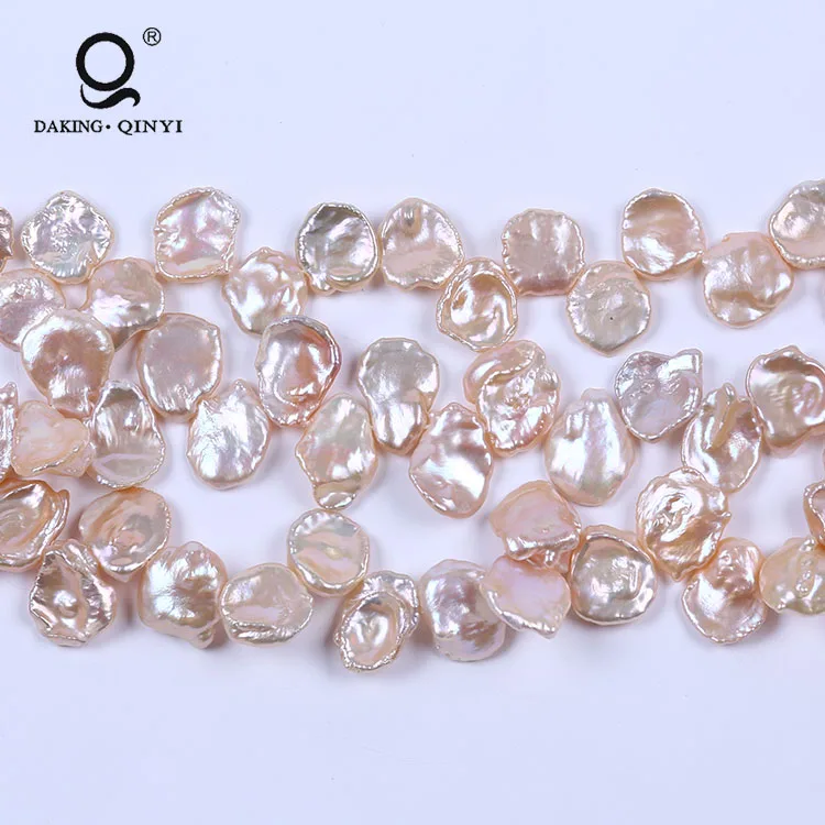 16-17mm Natural Pink Irregular Baroque Keshi Freshwater Pearl Strands