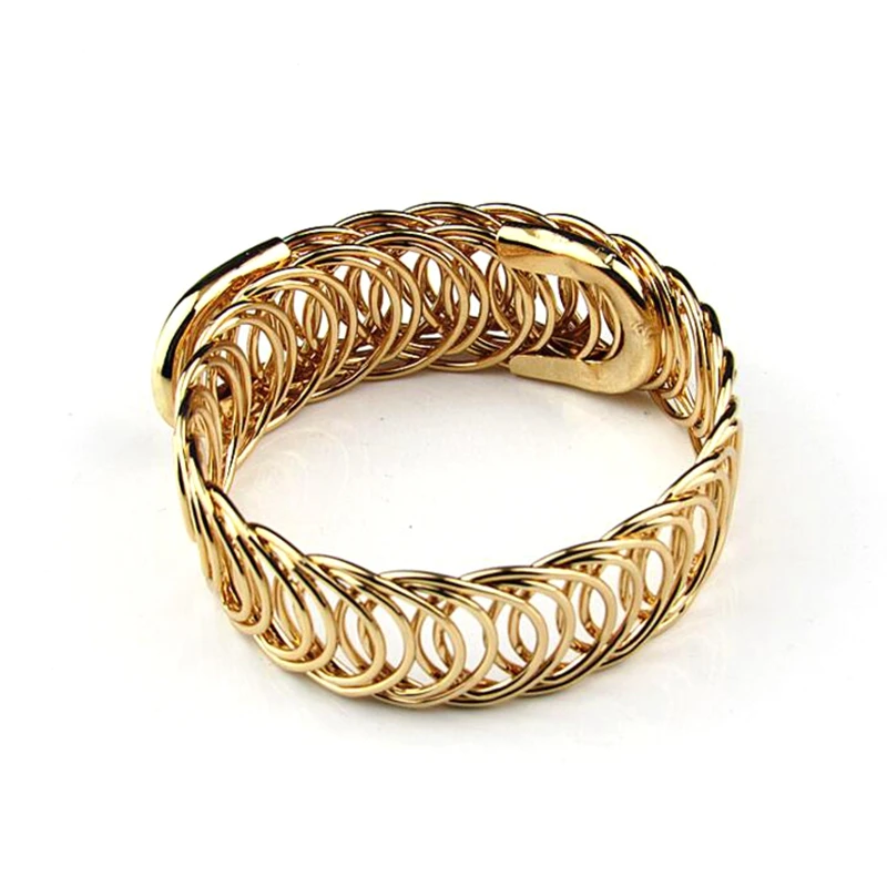 Hot Sale Iron Wire Charming Wave Silver Gold Plated Bangle Bracelet Thick Women Men Bracelet