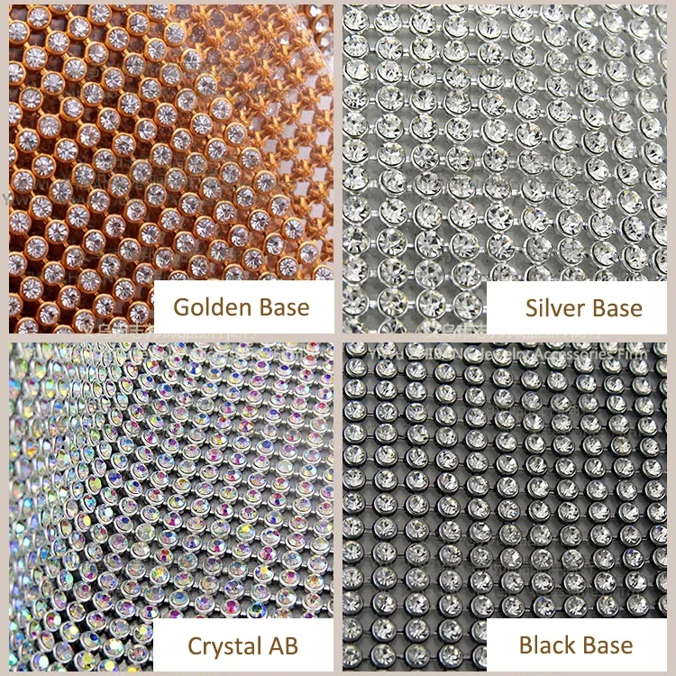 YALI Bling Bling Crystal AB Rhinestone Mesh Fabric For Shoes