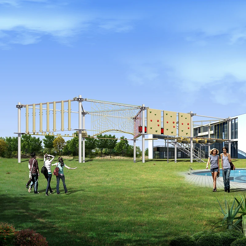 Дети парк прыжки игрушки приключения веревки курс