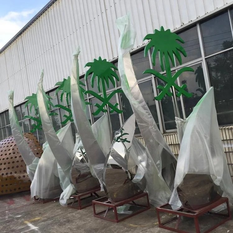 Saudi Arabia modern metal art  outdoor statue landscape display roundabout decor large stainless steel garden sculpture for sale