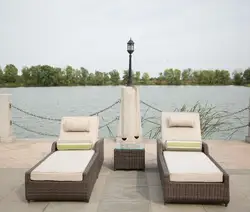 Лидер продаж, Повседневная Уличная Водонепроницаемая ротанговая кушетка, комплект мебели для сада и патио, шезлонга